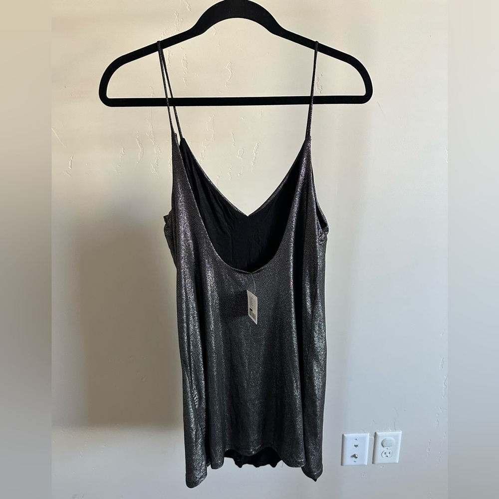 Urban Outfitters Silence and Noise Mini Slip Dress in Metallic Silver Size Small - Picture 8 of 8